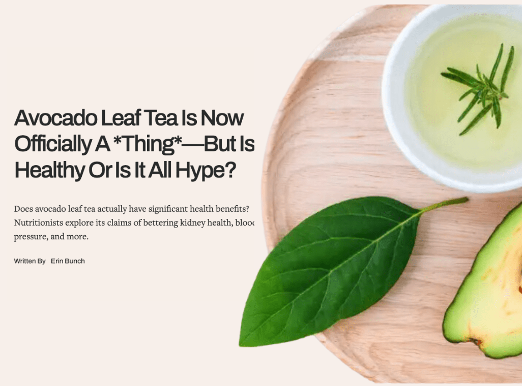 Avocado Leaf Tea Featured in Well+Good: A Wellness Brew Worth Trying