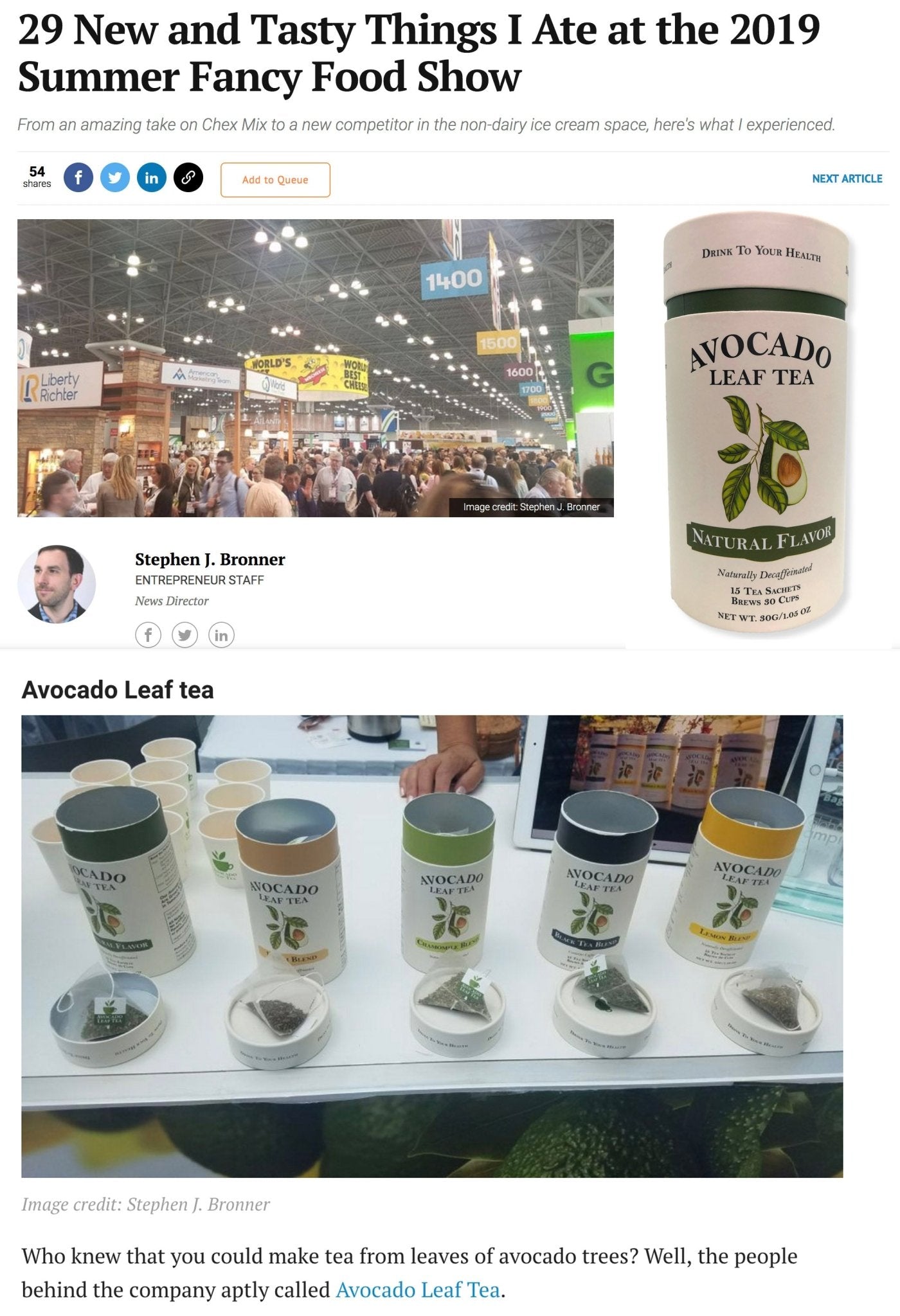 Entrepreneur Magazine Article - Avocado Leaf Tea