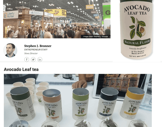 Entrepreneur Magazine Featured Avocado Leaf Tea