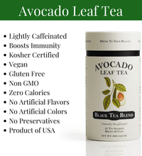 Avocado Leaf Tea Black Tea Blend - Avocado Tea Co., Non GMO, Vegan, No sugar, kosher, all natural, premium black tea blend