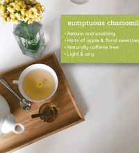 100% all natural ingredients, healthy chamomile tea, relaxing tea, destress tea, tea made with flower