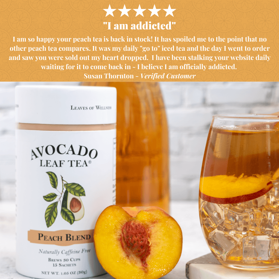 A testimonial from a tea drinker, best tasting tea, buy Avocado Tea today, a healthy tea, all of our herbal tea canisters