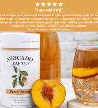 A testimonial from a tea drinker, best tasting tea, buy Avocado Tea today, a healthy tea, all of our herbal tea canisters