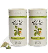 two pack avocado leaf tea chamomile blend, unique tea blend, naturally caffeine free, calming tea, beneficial tea, best tea