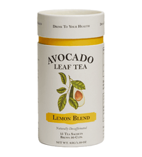 Avocado Leaf Tea Lemon Blend - Avocado Tea Co. canister, 15 biodegradable tea sachets, 30 servings, Hot tea, cold brew