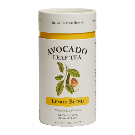 Avocado Leaf Tea Lemon Blend - Avocado Tea Co. canister, 15 biodegradable tea sachets, 30 servings, Hot tea, cold brew